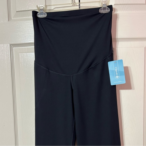JOYSPELS Women’s Black Maternity Leggings Pants Athletic Semi Flare NWT Size S - Picture 4 of 6